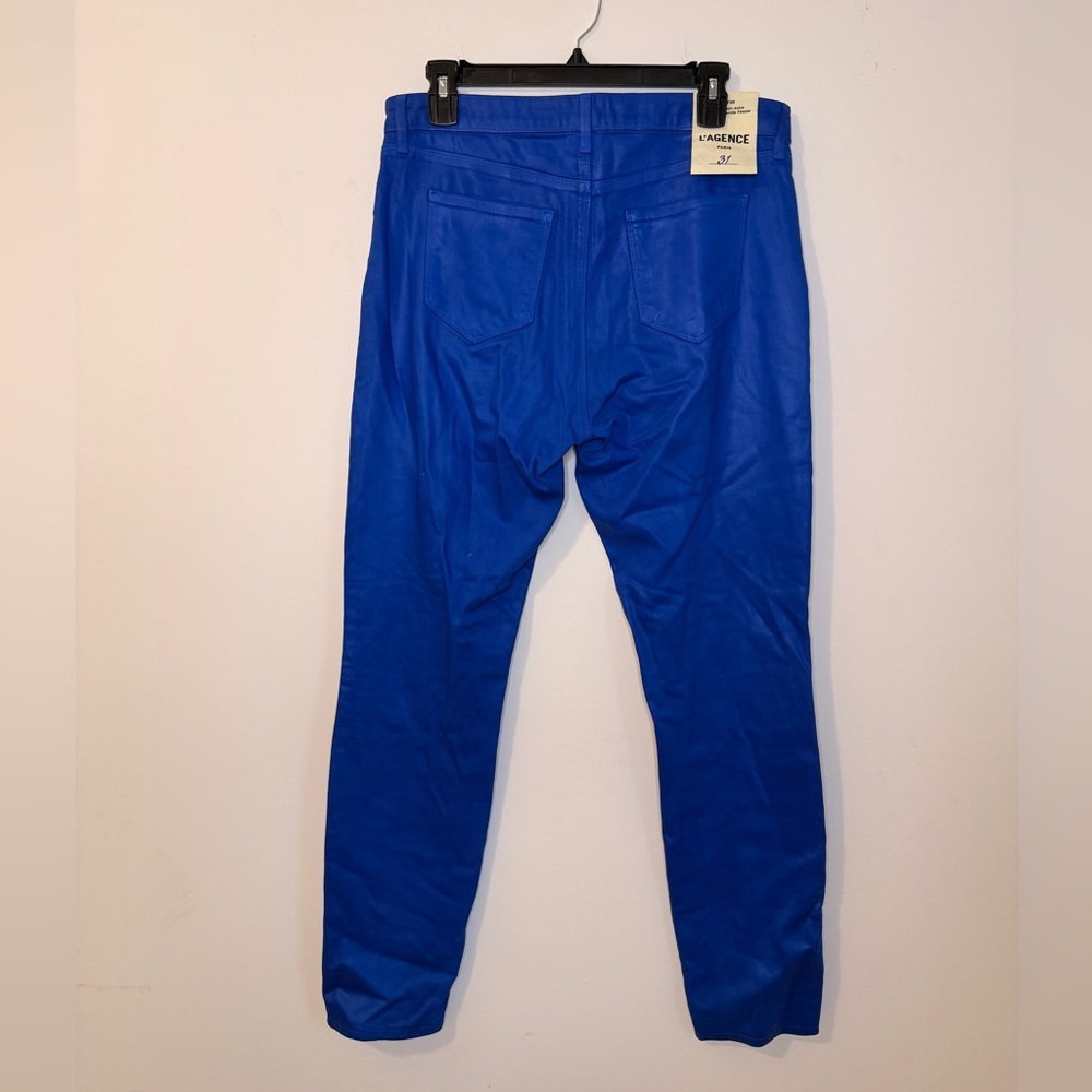 L'AGENCE Jyothi High Rise Split Ankle Jeans, Electric Blue Coated, Size 31 - Picture 7 of 9